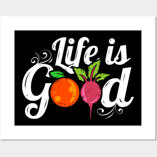 Orange And Radish Veggies Logo Life Is Good For A Vegan Posters and Art